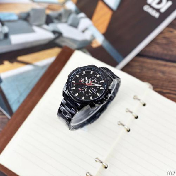 Чоловічий механічний годинник Forsining 6909 All Black-Red з календарем