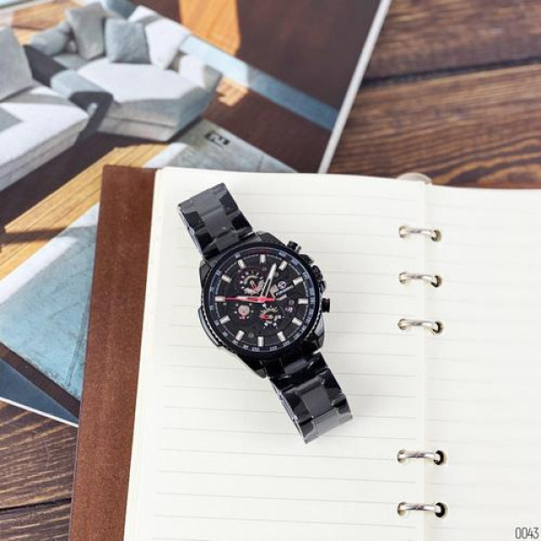 Чоловічий механічний годинник Forsining 6909 All Black-Red з календарем