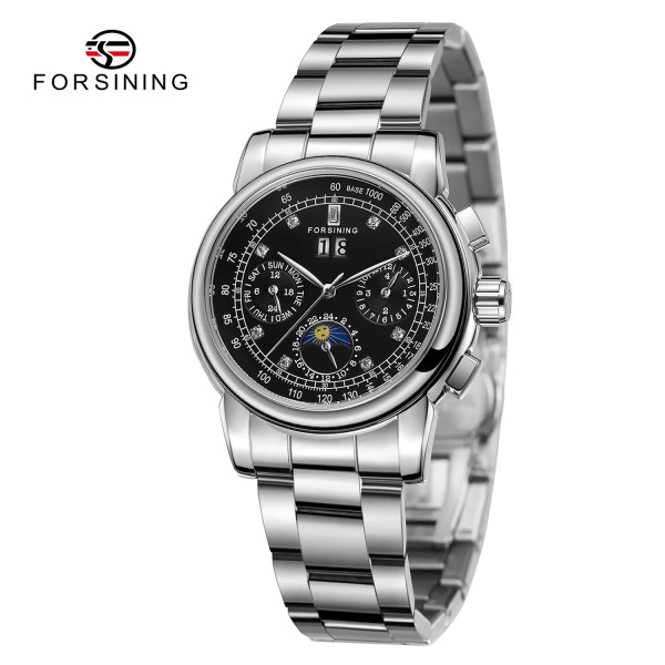 Жіночий годинник Forsining 6918 Silver-Black, механіка з автопідзаводом