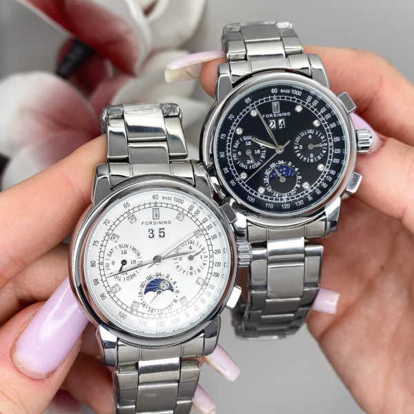 Жіночий годинник Forsining 6918 Silver-Black, механіка з автопідзаводом