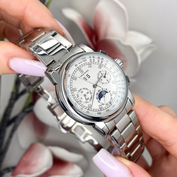 Жіночий годинник Forsining 6918 Silver-White, механіка з автопідзаводом