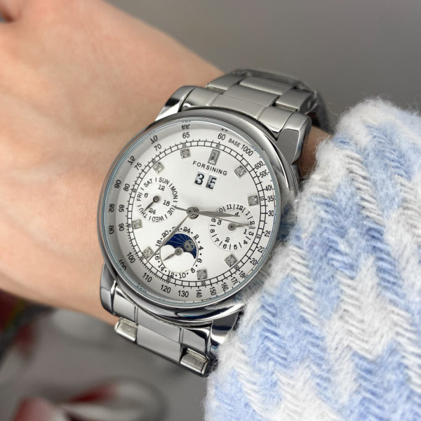 Жіночий годинник Forsining 6918 Silver-White, механіка з автопідзаводом