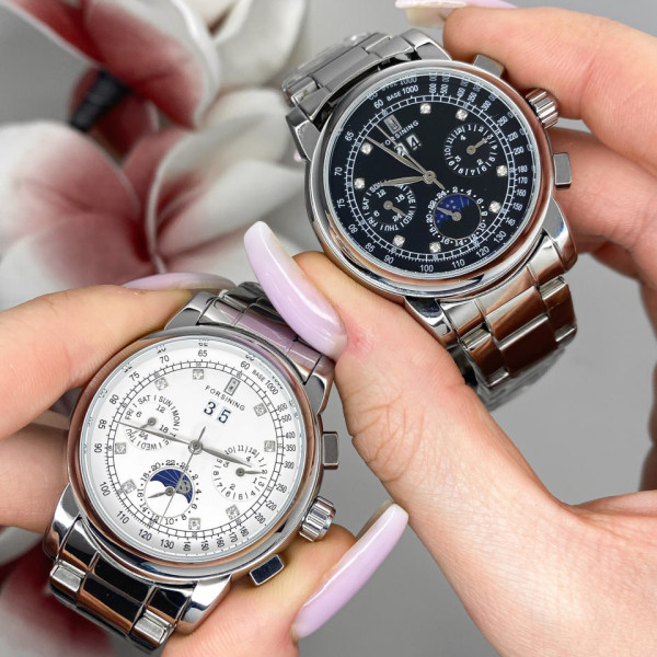 Жіночий годинник Forsining 6918 Silver-White, механіка з автопідзаводом