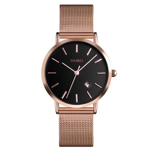 Жіночий годинник Skmei 1530RG Rose Gold з календарем та металевим браслетом