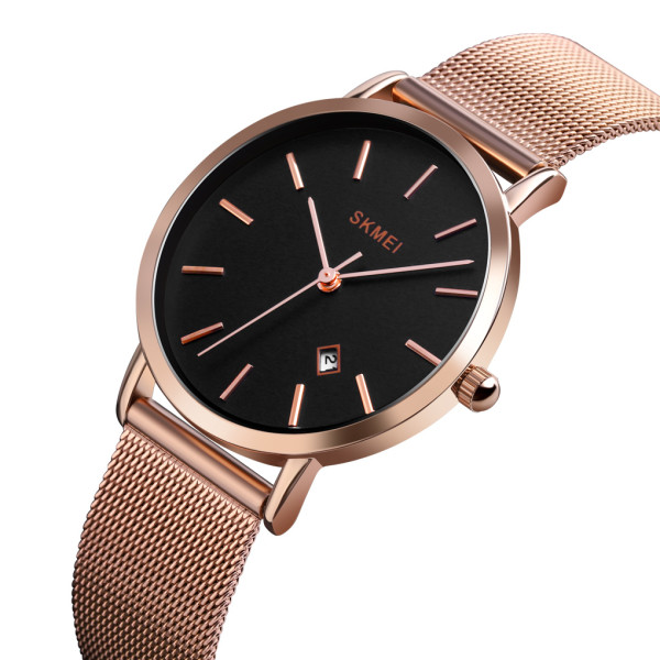 Женские часы Skmei 1530RG Rose Gold с календарём и металлическим браслетом