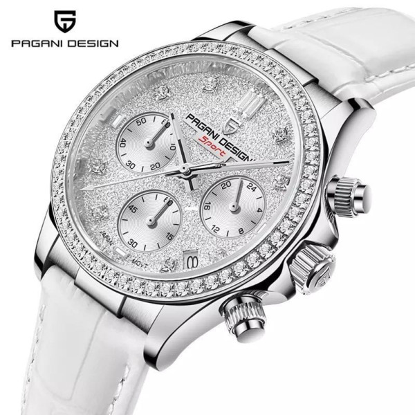 Жіночий годинник Pagani Design PD-1730 Silver-White, хронограф, сапфірове скло