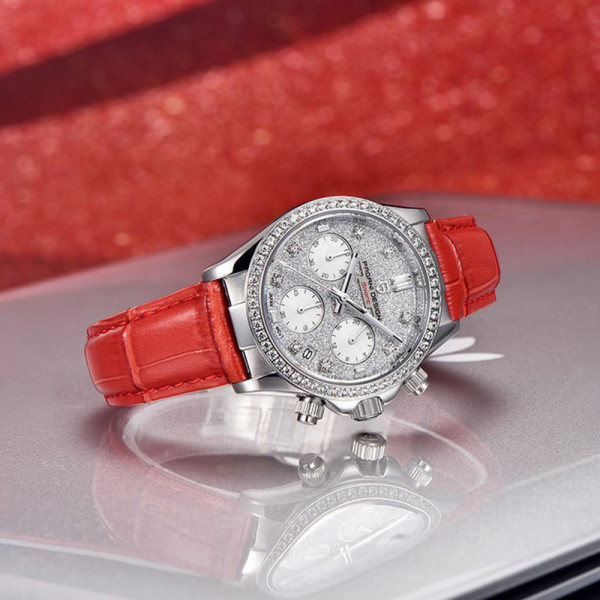 Жіночий годинник Pagani Design PD-1730 Silver-Red, хронограф, сапфірове скло