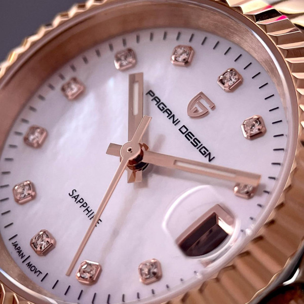 Жіночий годинник Pagani Design PD-1794L Silver-Rose Gold-White, сапфірове скло