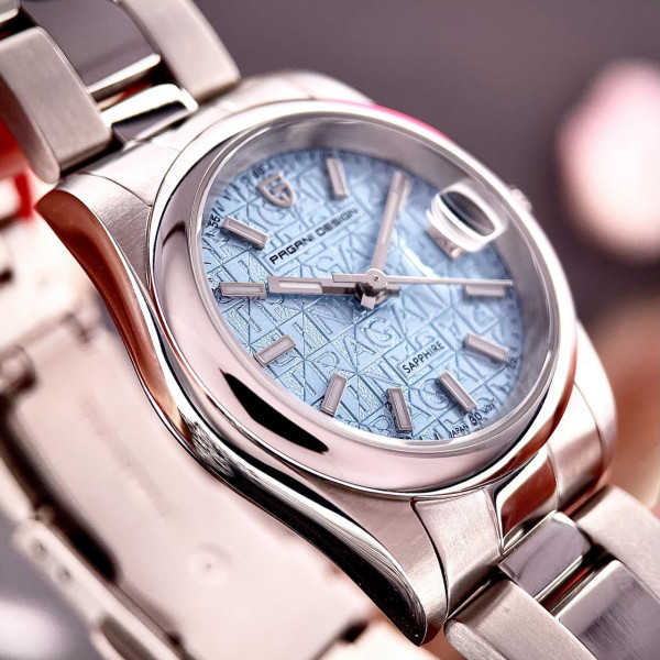Жіночий годинник Pagani Design PD-1794L Silver-Blue, сапфірове скло, з датою