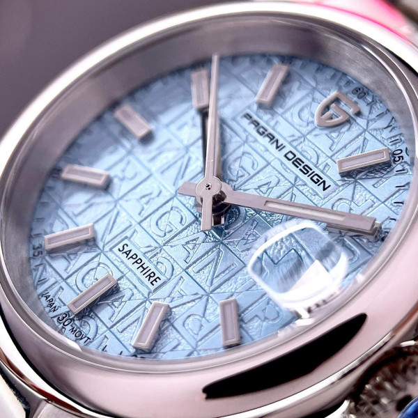 Жіночий годинник Pagani Design PD-1794L Silver-Blue, сапфірове скло, з датою