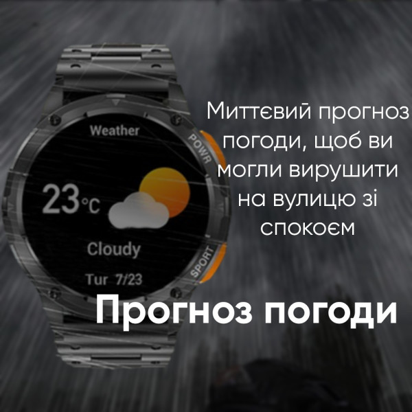 Чоловічий розумний годинник Modfit Base T2 Black, AMOLED-дисплей, захист IP67