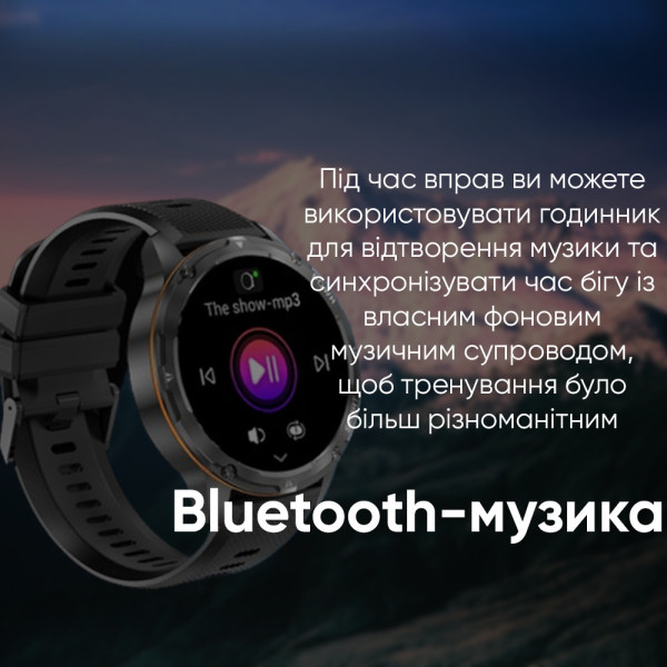 Чоловічий розумний годинник Modfit Base T2 Black, AMOLED-дисплей, захист IP67