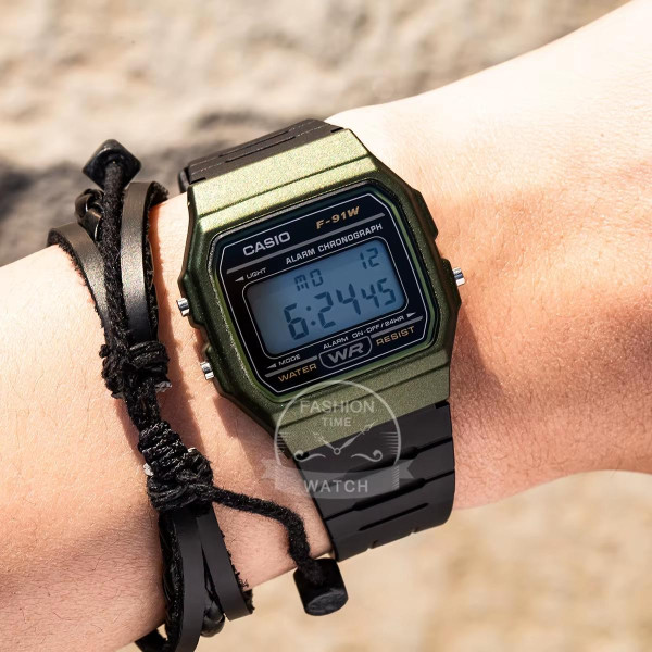 Чоловічий годинник Casio F-91WM-3A — спортивна модель з електронним циферблатом та підсвічуванням