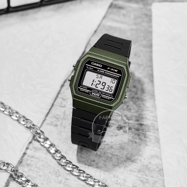Чоловічий годинник Casio F-91WM-3A — спортивна модель з електронним циферблатом та підсвічуванням