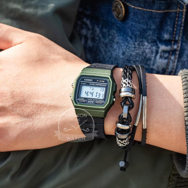 Чоловічий годинник Casio F-91WM-3A — спортивна модель з електронним циферблатом та підсвічуванням