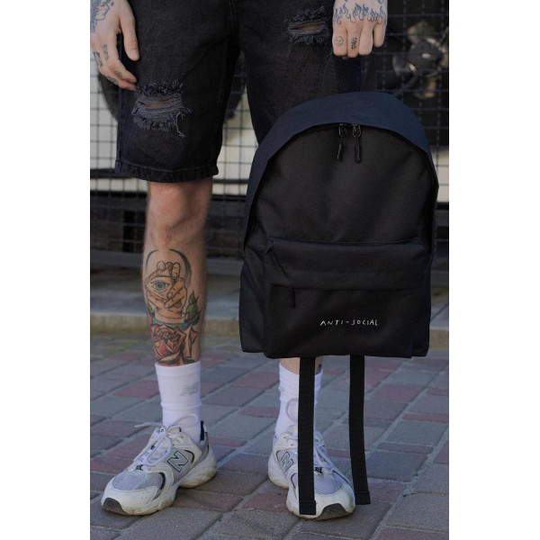 Чоловічий повсякденний рюкзак шкільний Without Compact з принтом AntiSocial Black