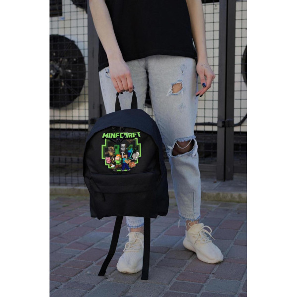 Повсякденний рюкзак шкільний для дівчинки Without Compact з принтом майнкрафт Black