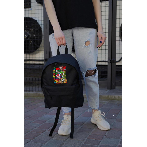 Повсякденний рюкзак шкільний для дівчинки Without Compact з принтом супер маріо Black
