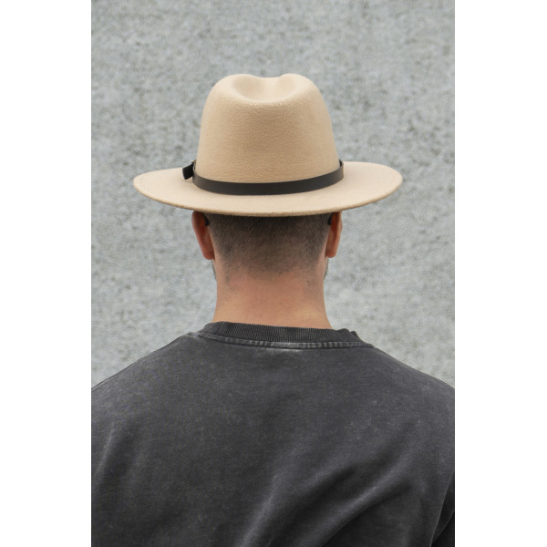 Чоловічий капелюх Fedora з ремінцем Beige Without Brand