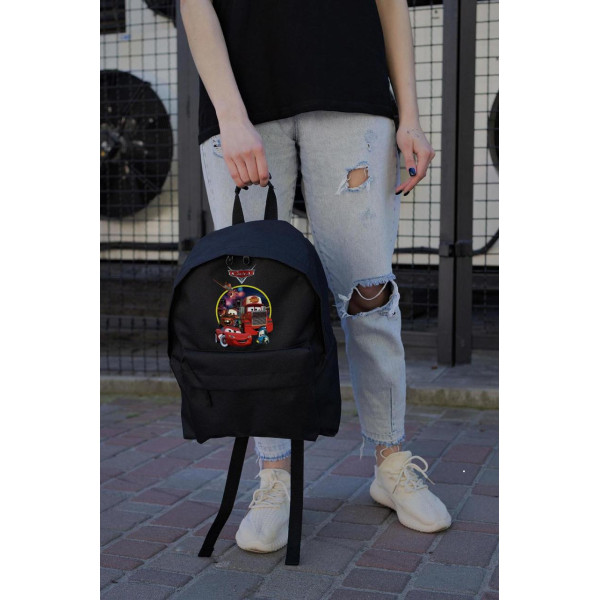 Повсякденний рюкзак шкільний для дівчинки Without Compact з принтом тачки Black