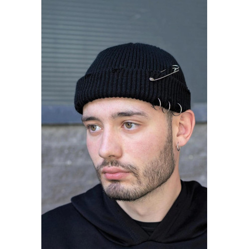 Рвана шапка біні Without Destroyed чорна Man