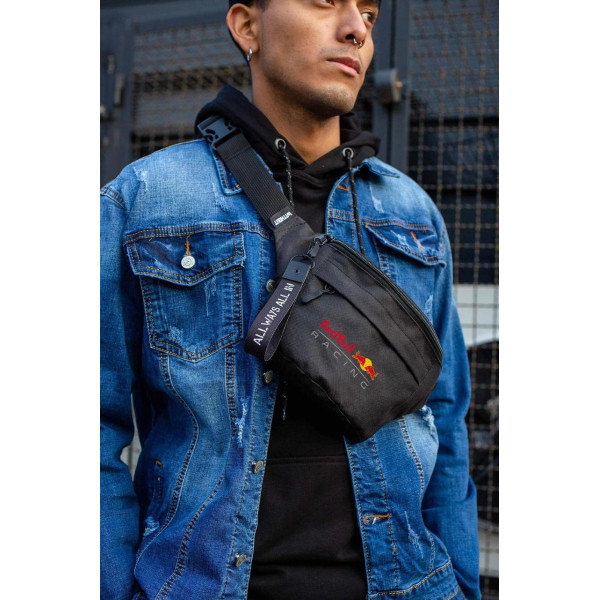 Чоловіча сумка бананка барсетка через плече Without з принтом RedBull Black