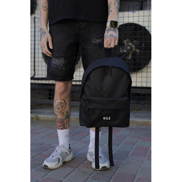 Чоловічий повсякденний рюкзак шкільний Without Compact з принтом Wild Black