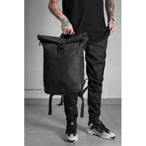 Чоловічий повсякденний рюкзак роллтоп шкільний Without Basic Black