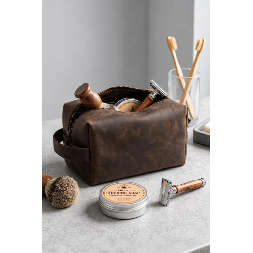Шкіряна косметичка несесер із натуральної шкіри Without Sakvoyaj Large Brown
