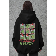 Жіноче худі оверсайз на флісі з принтом Grinch, чорне