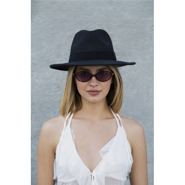 Жіночий капелюх Fedora з стрічкою Black Without Brand