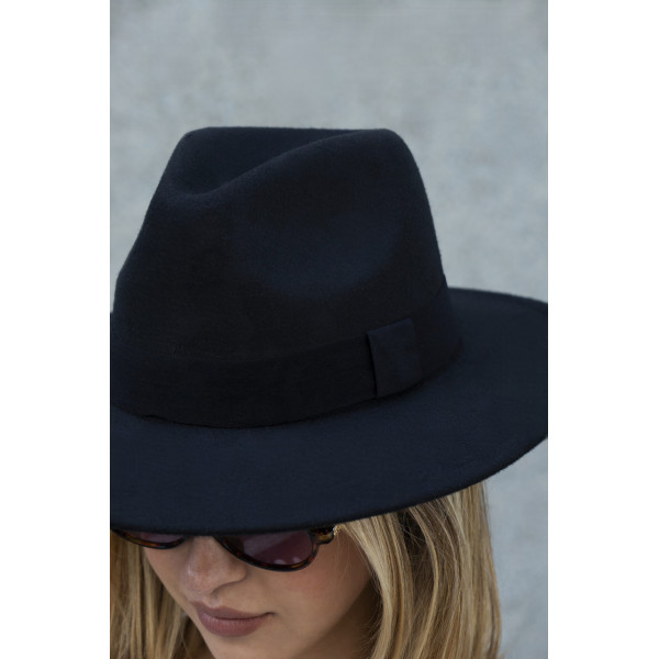 Жіночий капелюх Fedora з стрічкою Black Without Brand