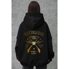 Жіноче чорне худі оверсайз з капюшоном, принт Gryffindor