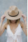 Жіночий капелюх Fedora з ремінцем Beige Without Brand