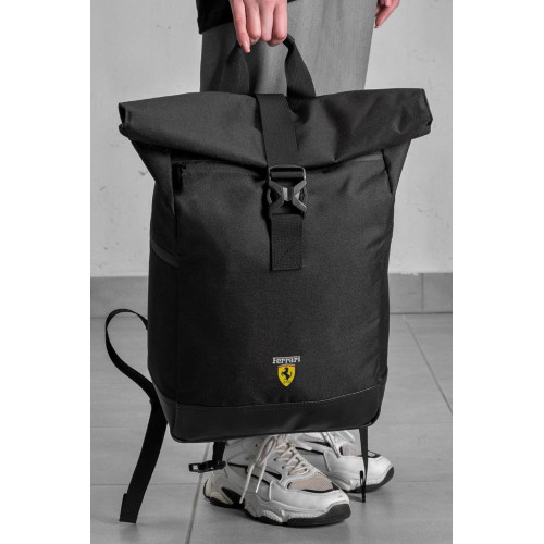 Жіночий повсякденний рюкзак роллтоп шкільний Without з принтом Ferrari Black