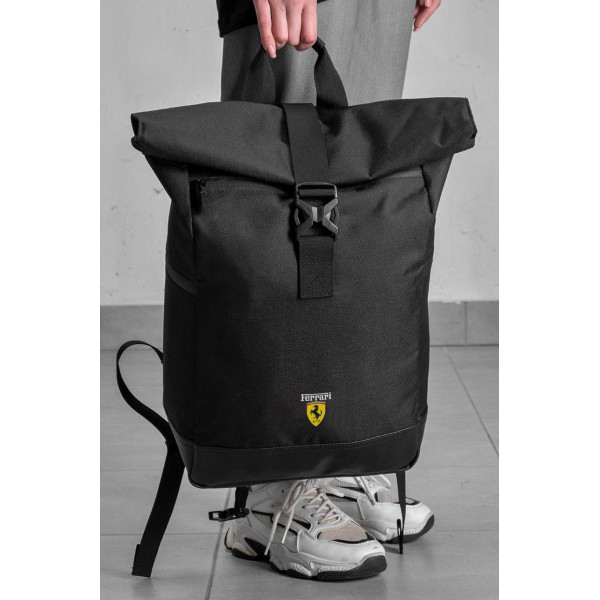 Жіночий повсякденний рюкзак роллтоп шкільний Without з принтом Ferrari Black