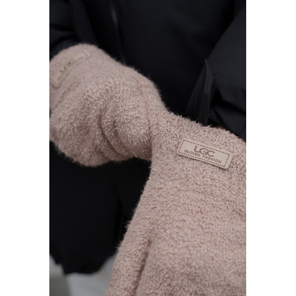 Жіночі теплі зимові міхові перчатки рукавиці 7-51а Without Lary Beige