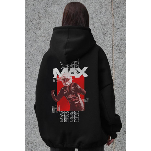 Жіноче оверсайз худі толстовка на флісі з капюшоном та принтом Without Max Black