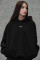 Худі оверсайз жіноче на флісі з капюшоном, принт Streetwear, чорне
