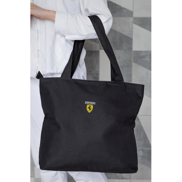 Жіноча сумка еко-шопер тканинна з принтом Ferrari Black Without Brand