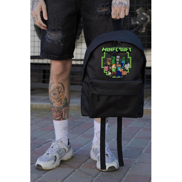 Повсякденний рюкзак шкільний для хлопчика Without Compact з принтом майнкрафт Black