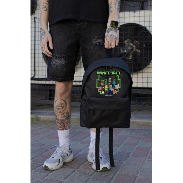 Повсякденний рюкзак шкільний для хлопчика Without Compact з принтом майнкрафт Black