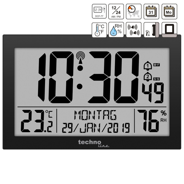 Годинник настінний Technoline WS8016 Black (WS8016 schwarz)