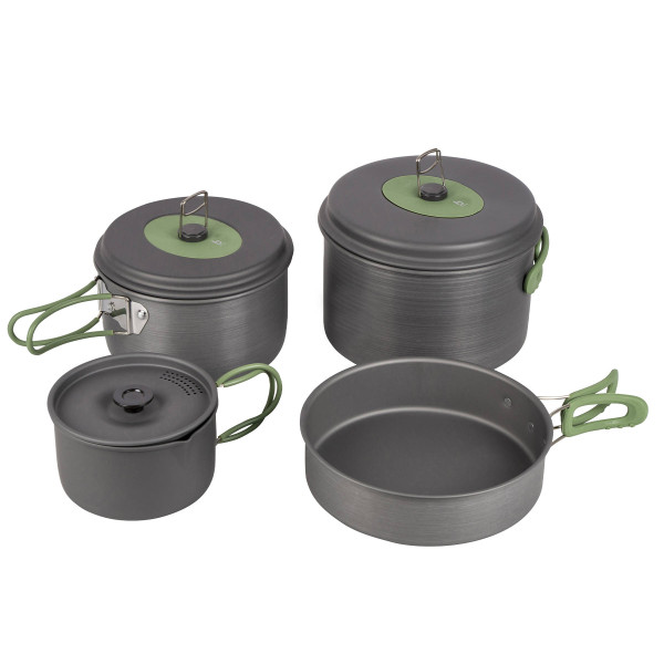 Набір посуду Bo-Camp Explorer 4 Pieces Hard Anodized Grey/Green