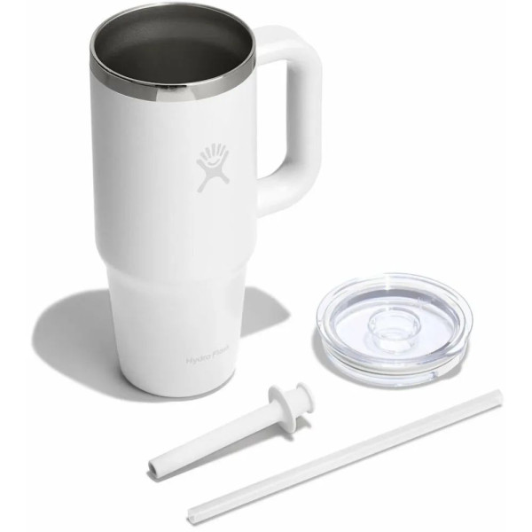 Термочашка Hydro Flask 700 ml Travel Tumbler Clear Lid, білий