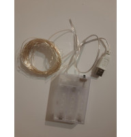 Гірлянда світлодіодна Роса батарейки+USB, 100 LED, тепла біла
