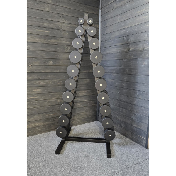 Ряд гантельний RN-Sport BLACK 1-10 кг зі стійкою
