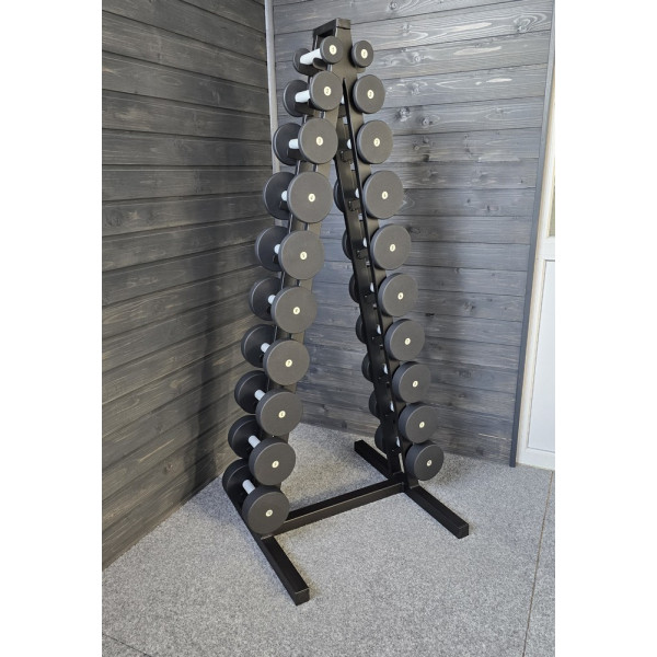 Ряд гантельний RN-Sport BLACK 1-10 кг зі стійкою