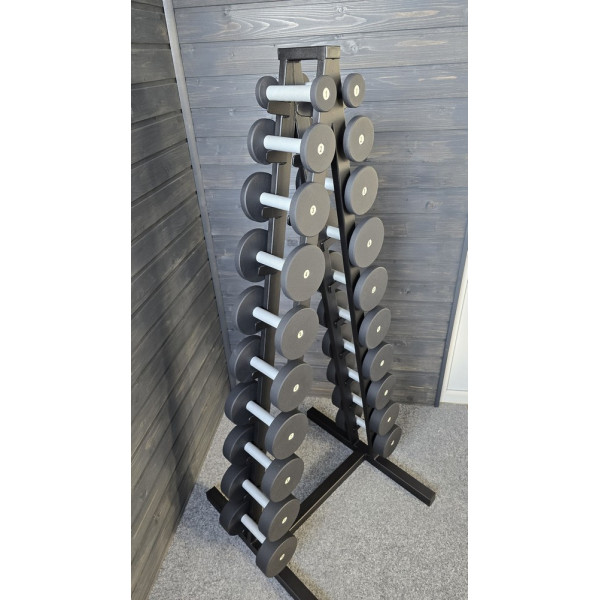 Ряд гантельний RN-Sport BLACK 1-10 кг зі стійкою