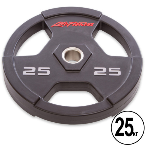 Бліни (диски) поліуретанові з хватом та металевою втулкою d-51 мм LIFE FITNESS SC-80154-25 25 кг чорний
